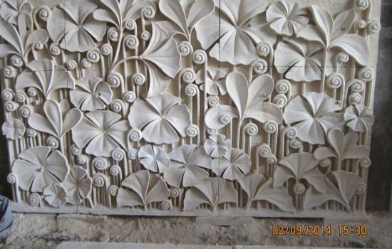 Carved Stone Wall Panel Flower